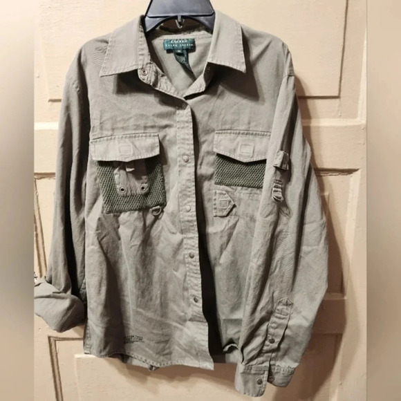 Lauren Ralph Lauren Vintage Y2K Cotton Twill Authentic Outdoor Utility Shirt - Picture 3 of 12